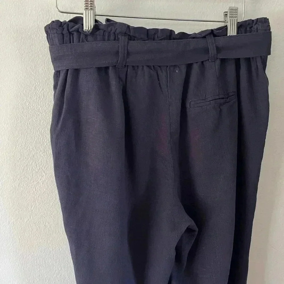 Cali 1850 Linen Blend Navy Blue Paperboy Waist Cropped Pants Size Medium - Picture 4 of 6